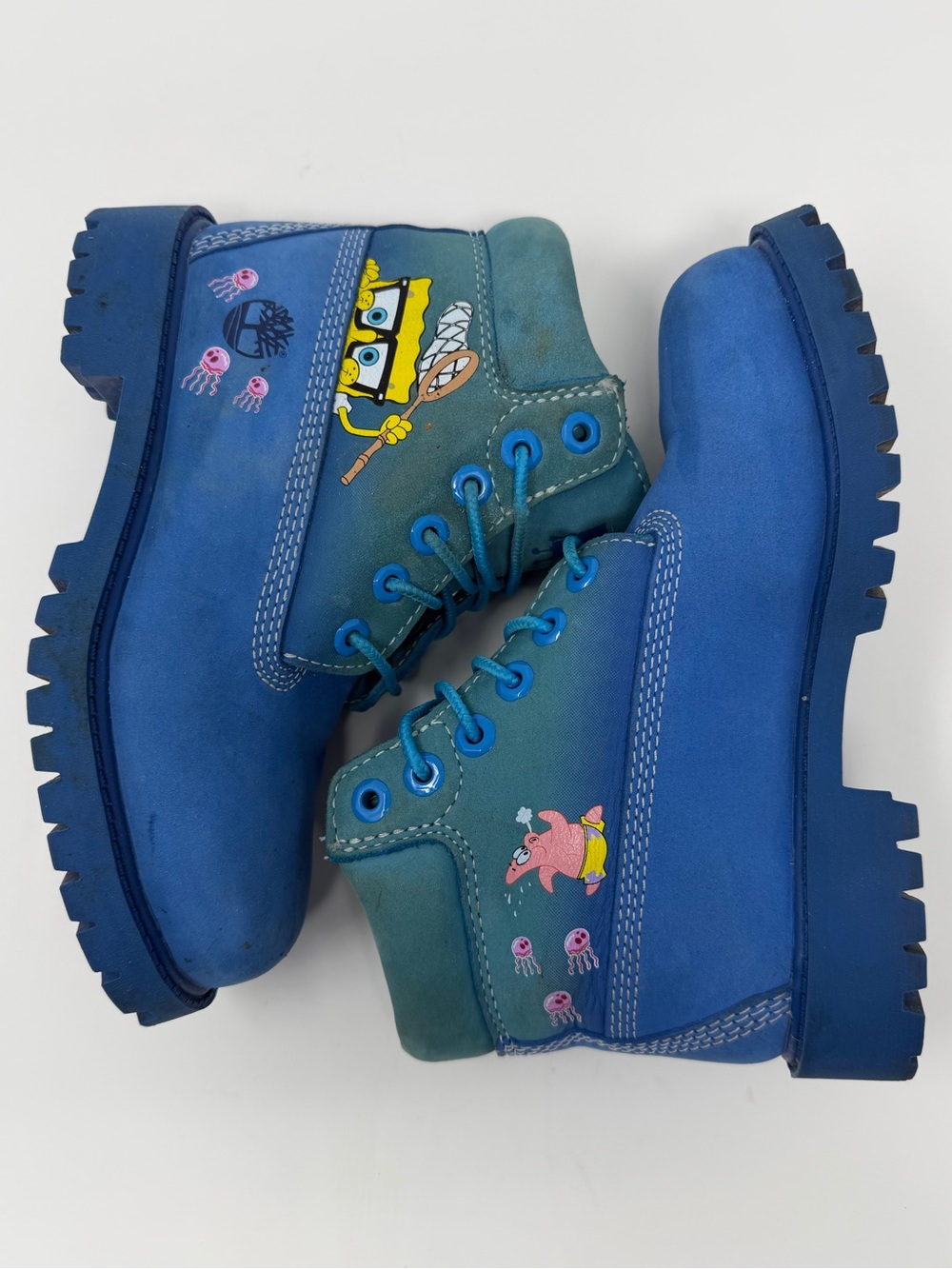 Kids Timberland SpongeBob Blue Boots sz. 13 - Picture 7 of 10